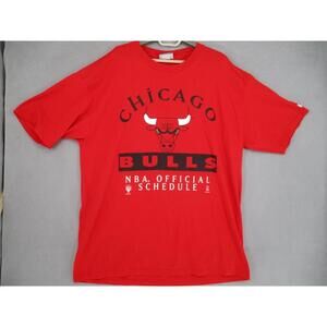 Chicago Bulls Shirt Mens  Red Lee 90S Michael Jordan Schedule Nutmeg